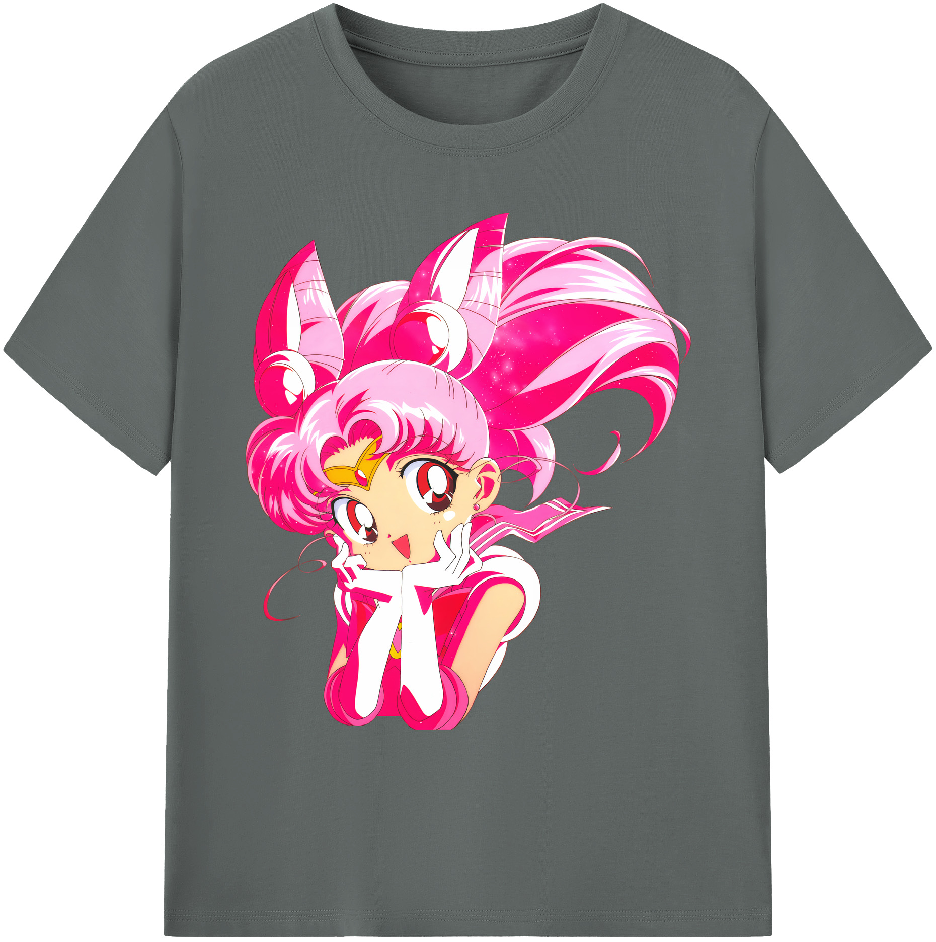 （画像用） 美少女戦士セーラームーン ちびうさ Sailor Moon Chibiusa Tsukino Usagi Small Lady Serenity 綿100％ メンズ半袖Tシャツ｜肌触りやわらか＆通気性